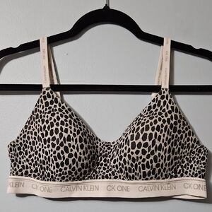 Calvin Klein Black and White Patterned Bralette Size M